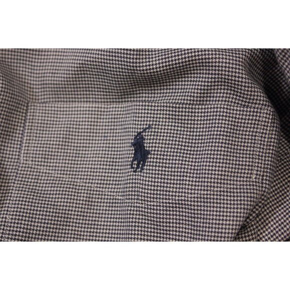 Polo Ralph Lauren Yarmouth Blue Houndstooth Plaid Long Sleeve Shirt 17 34/35 - Picture 11 of 11